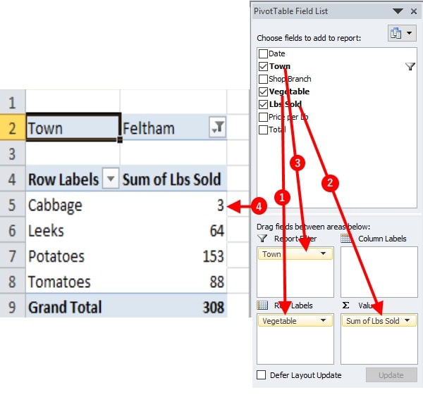 excel pivottable filters