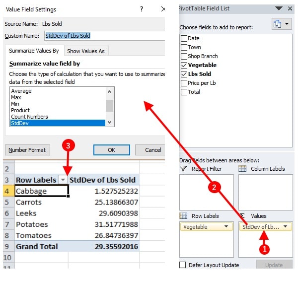 excel pivottable spread