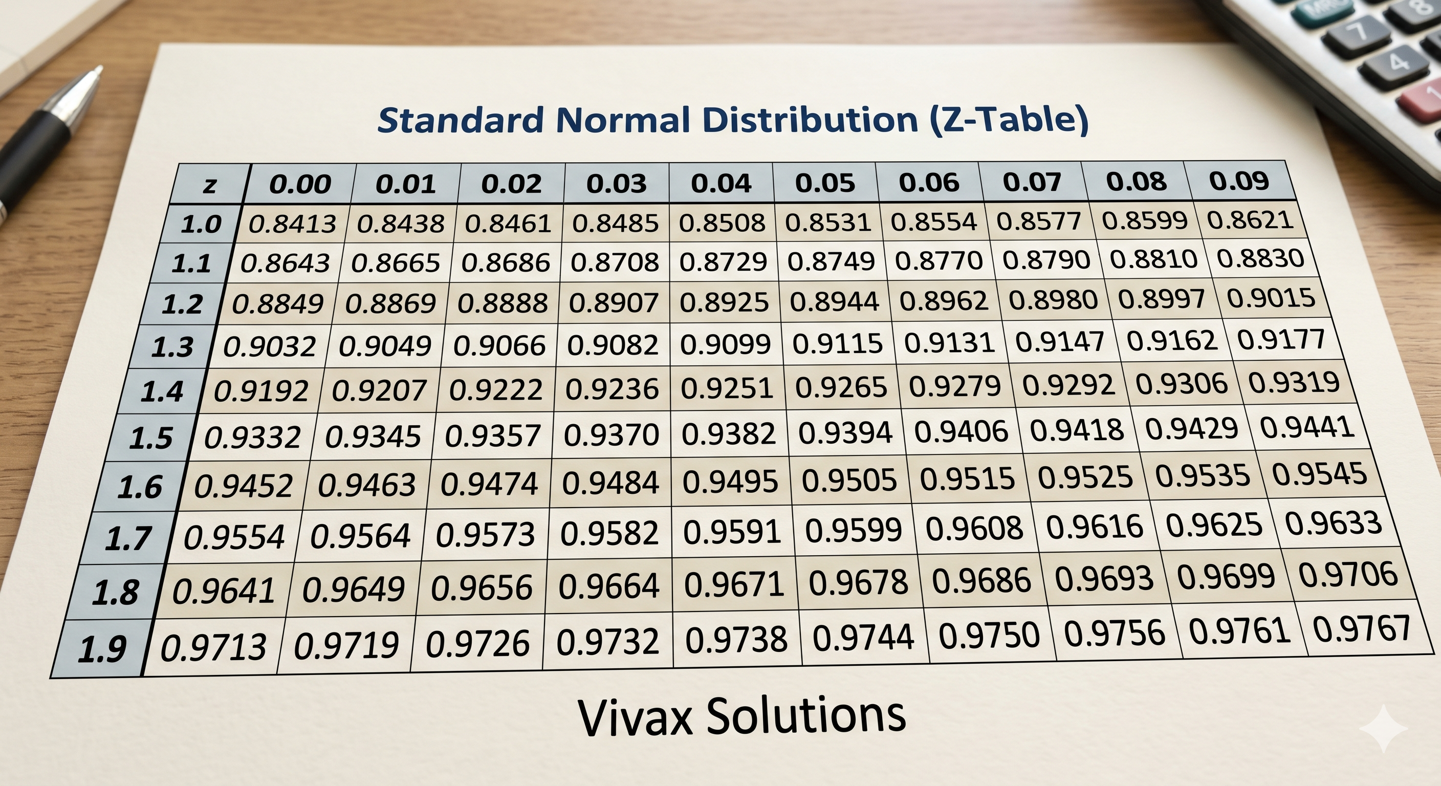 Standard Normal Distribution table
