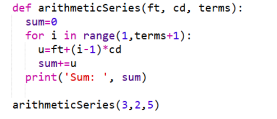 Python procedure for arithmetic series