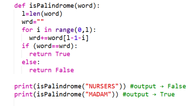 Python for palindrome checking