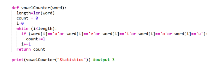 Python for vowel count function