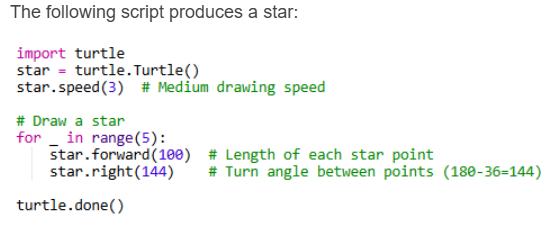 Python turtle animation: star